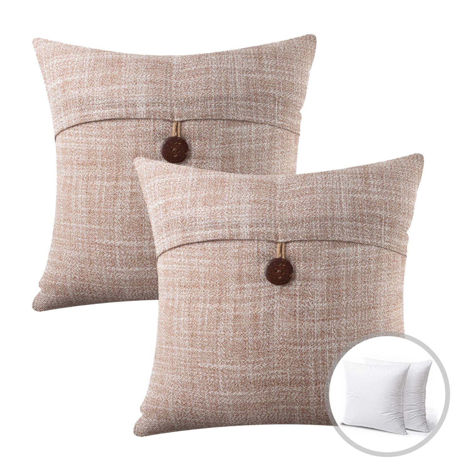 

Декоративная подушка Farmhouse Button Series 18 x 18 дюймов 2 шт, бежевый