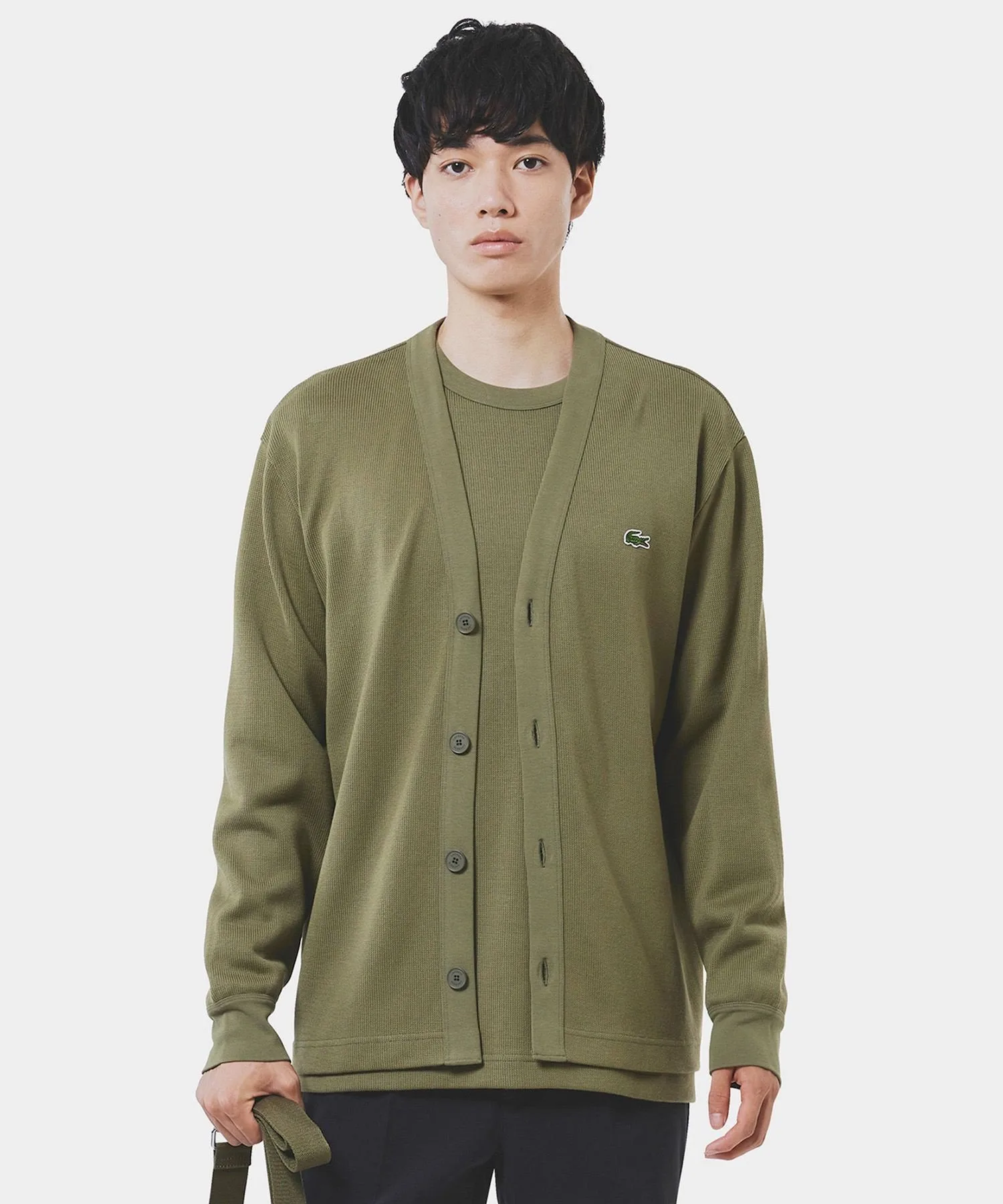 Тяжелый кардиган из трикотажа LACOSTE, Olive
