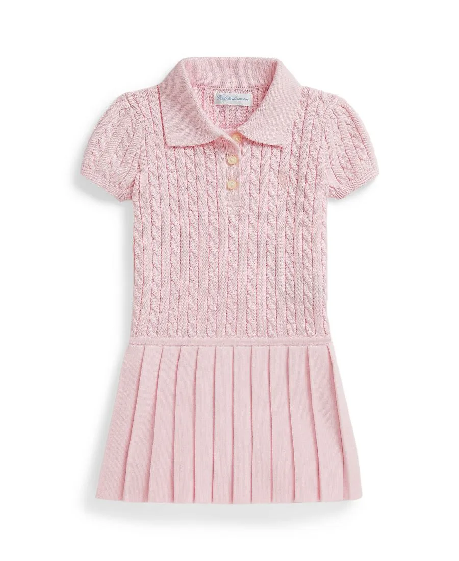 Мини-платье-поло с косами для девочек Polo Ralph Lauren, hint of розовый