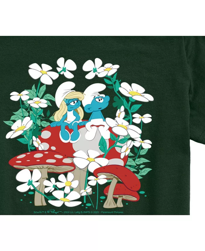 Футболка с рисунком «Сцена с мухоморками» Smurfs, зеленый — фото 3
