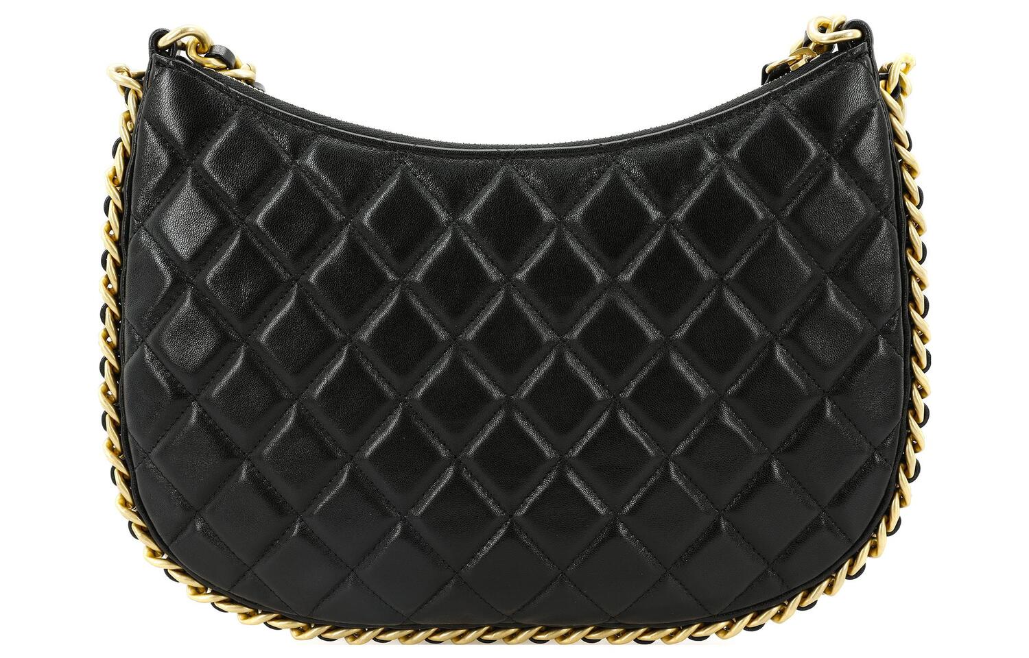 CHANEL Барашковая сумка хобо Переносная сумка через плечо Женская черная сумка на плечо — фото 4