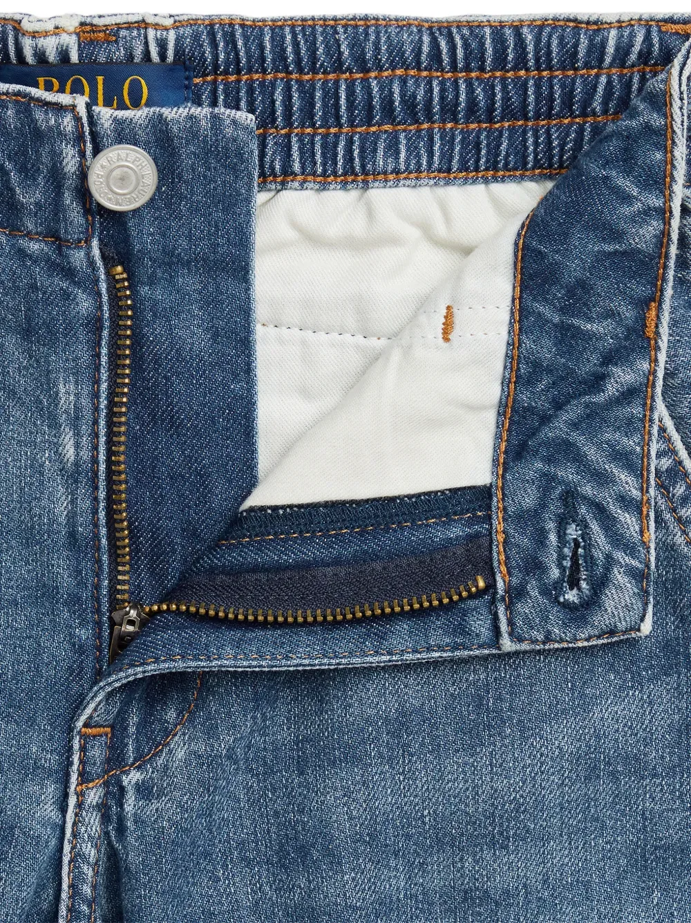 Джинсы с эластичным поясом и накладными карманами Polo Ralph Lauren Kids, синий — фото 3