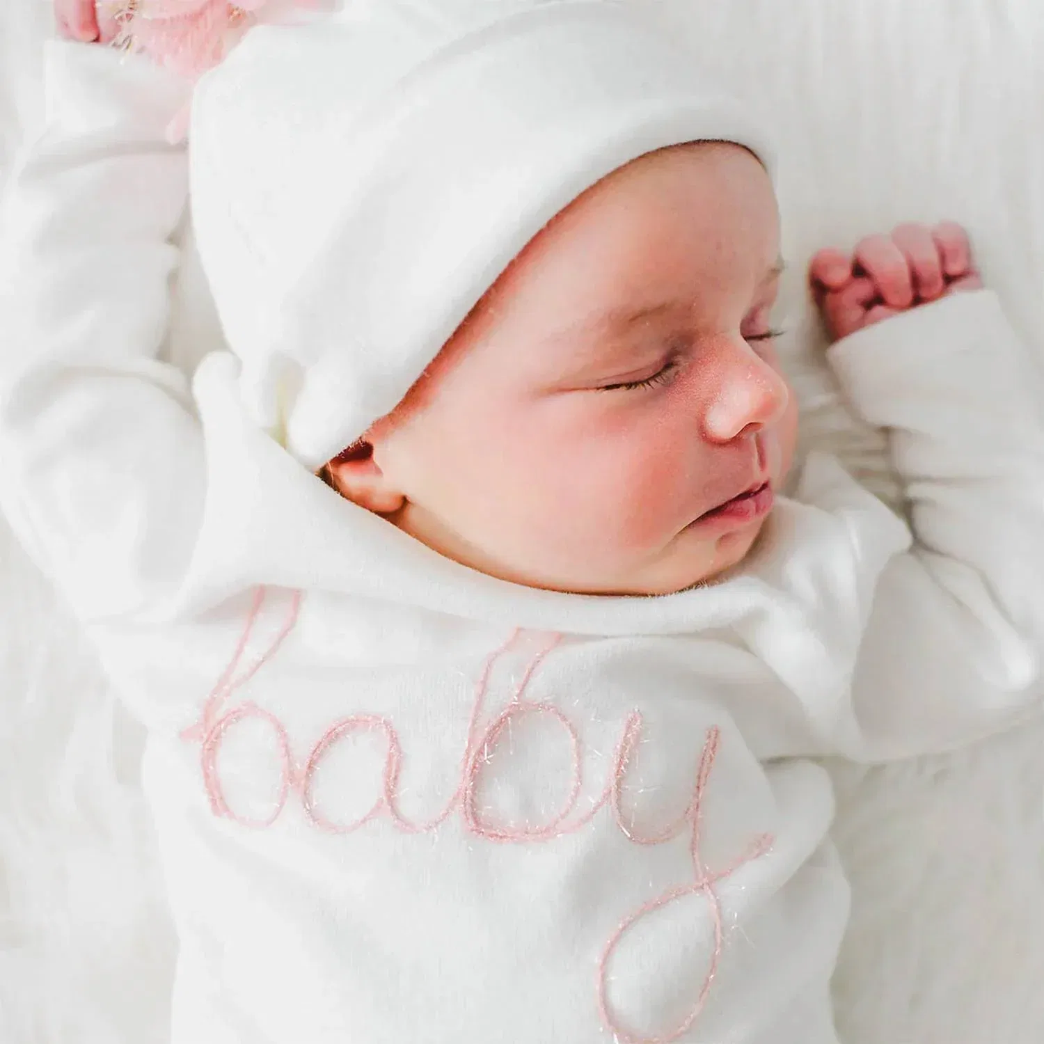 Детский комплект для девочек с вышивкой Baby Sparkle Embroidered Pant Set In Cream oh baby!, Cream — фото 2