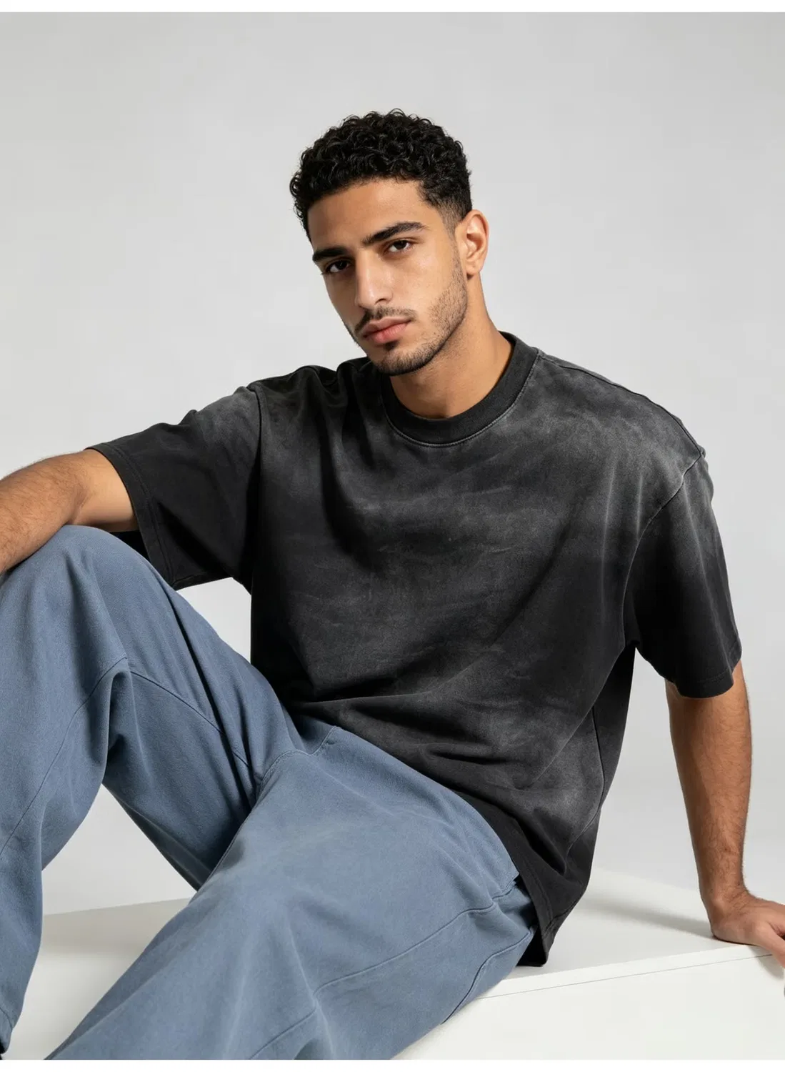 Футболка оверсайз с эффектом винтажной стирки Zara, черный — фото 4