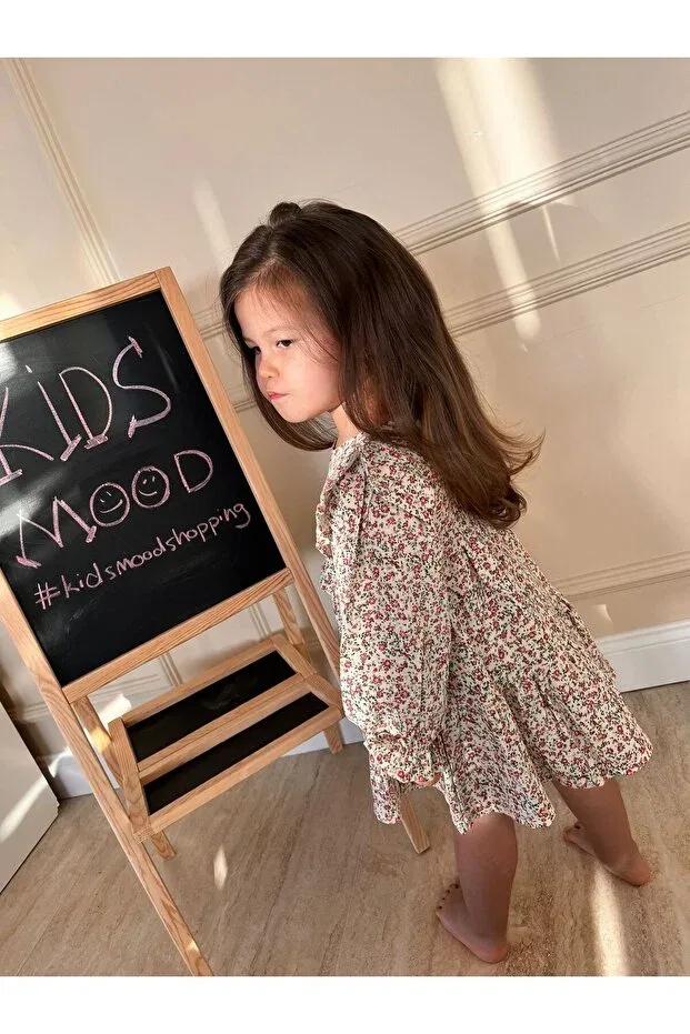 Детское платье для девочек с принтом Muslin floral dress Kidsmood, Nude Color