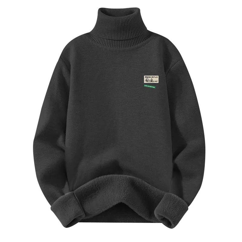 Свитер детский с высоким воротником утепленный на флисе MINISO, Thermal Integrated Fleece Dark Gray