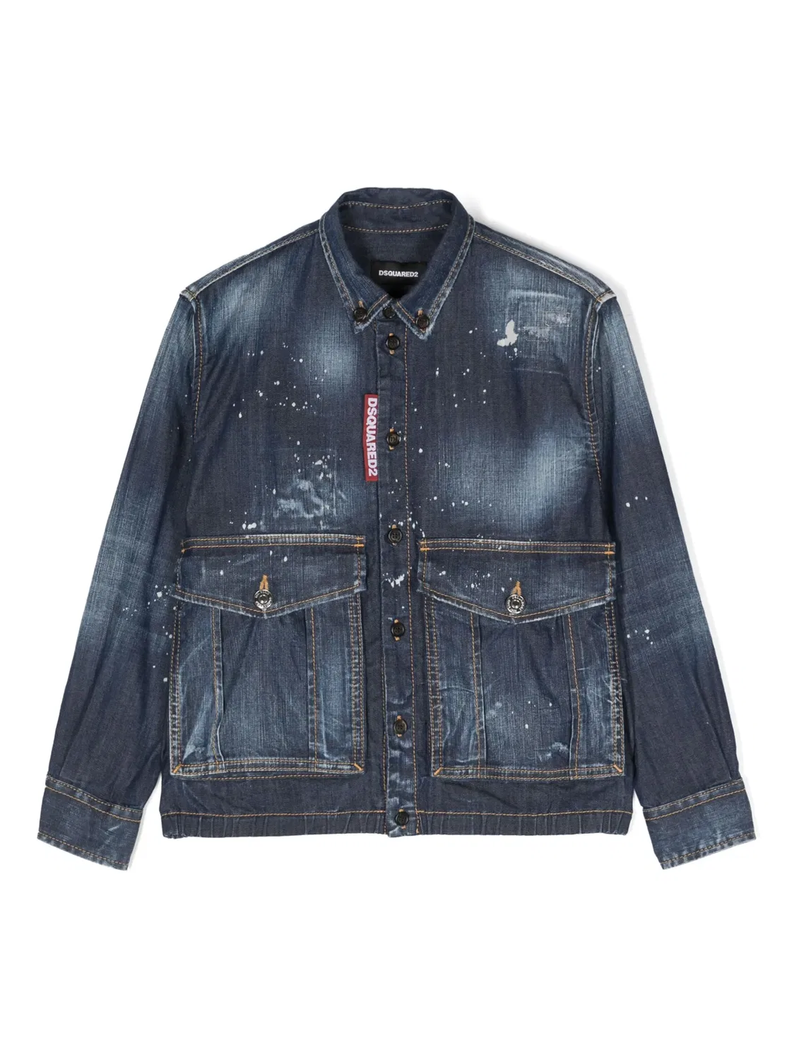 Рубашка из денима с брызгами краски DSQUARED2, синий