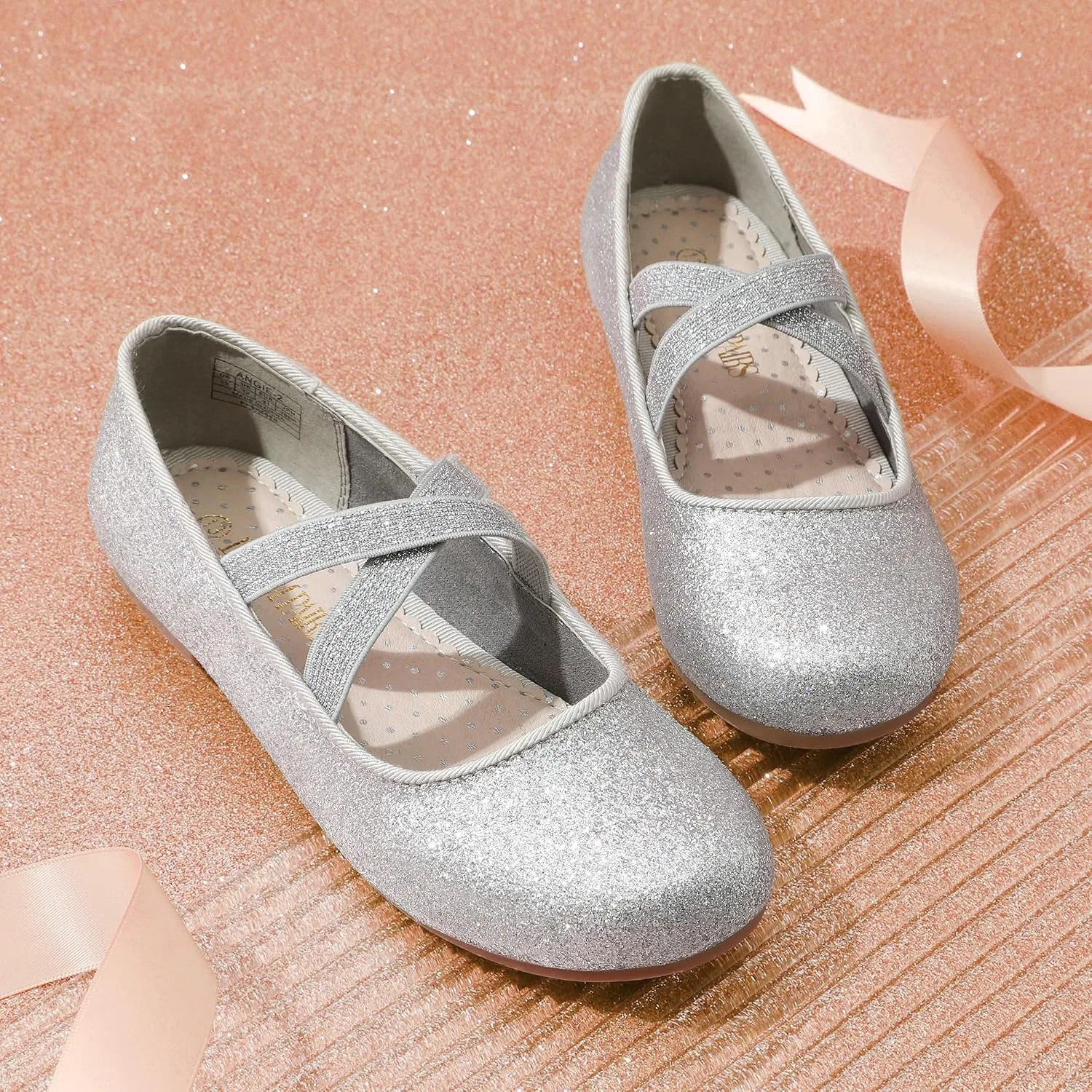 Детские балетки для девочек Mary Jane Flats DREAM PAIRS, Silver — фото 4