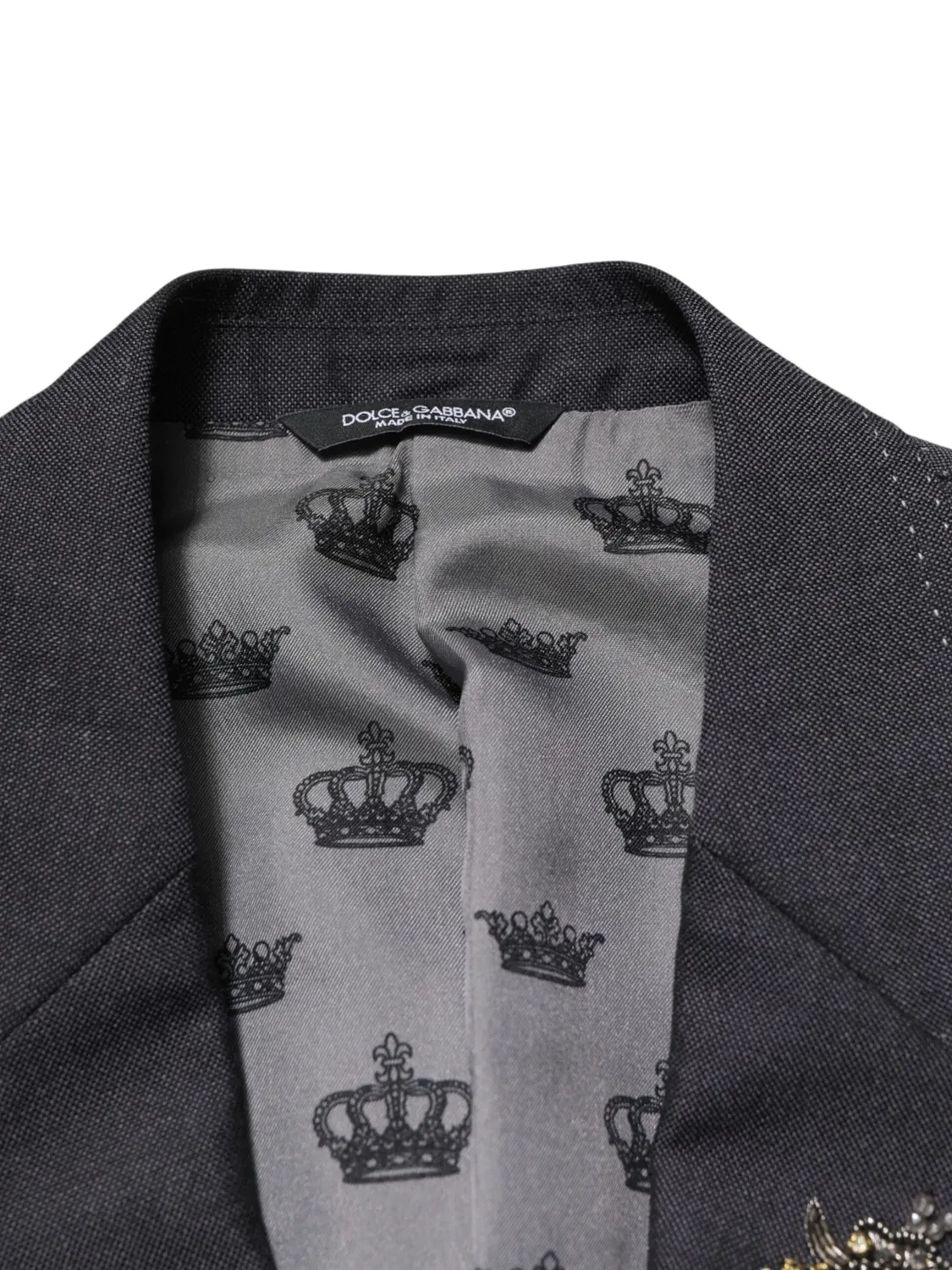 Dolce & Gabbana Блейзер с нашивкой пчелы, серый — фото 3