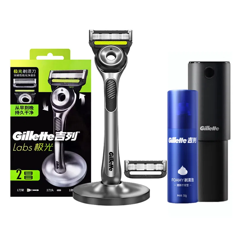 Мужская бритвенная система Aurora с 2 сменными кассетами и пеной для бритья, Gillette, Black