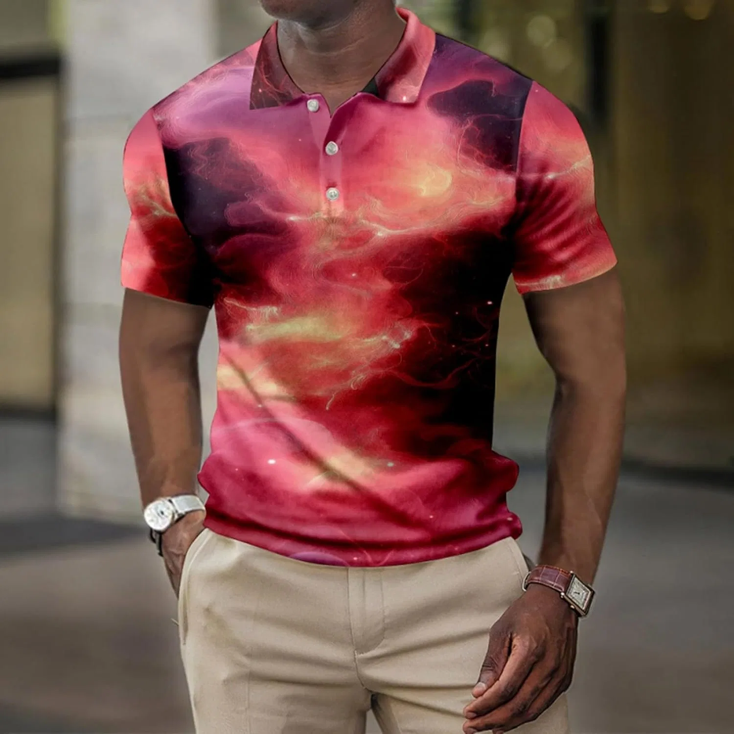 Мужская спортивная рубашка-поло с коротким рукавом, Regular Fit, Black — фото 2