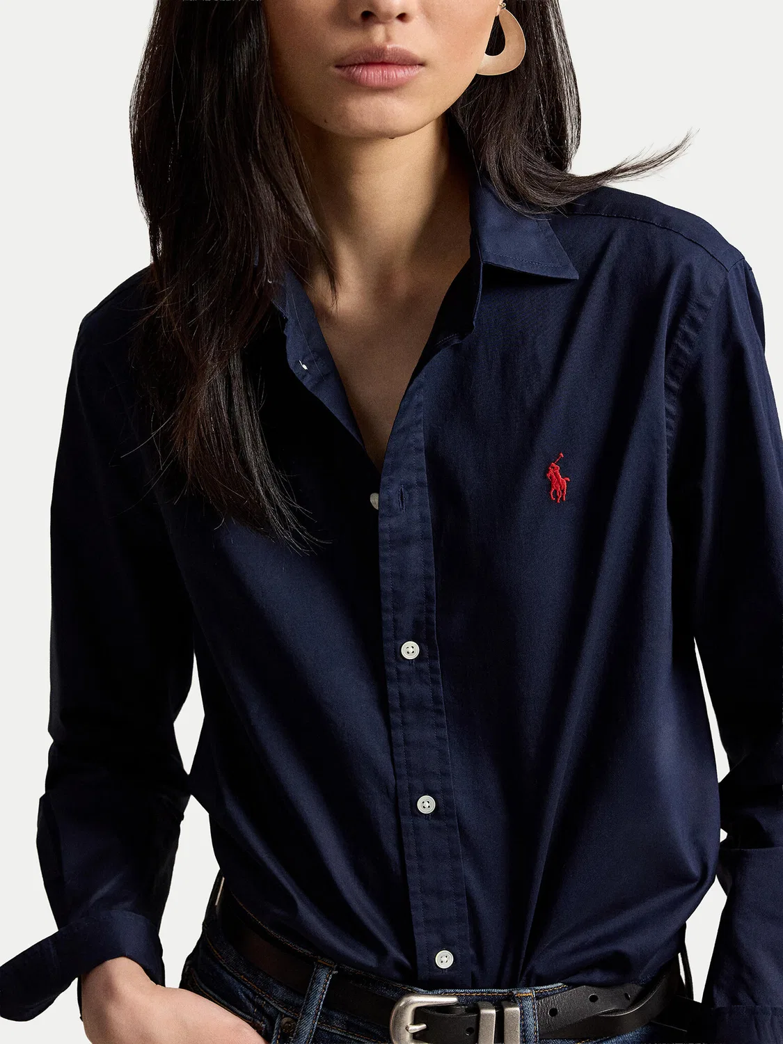 Женская рубашка стандартного кроя Polo Ralph Lauren, темно-синий — фото 4