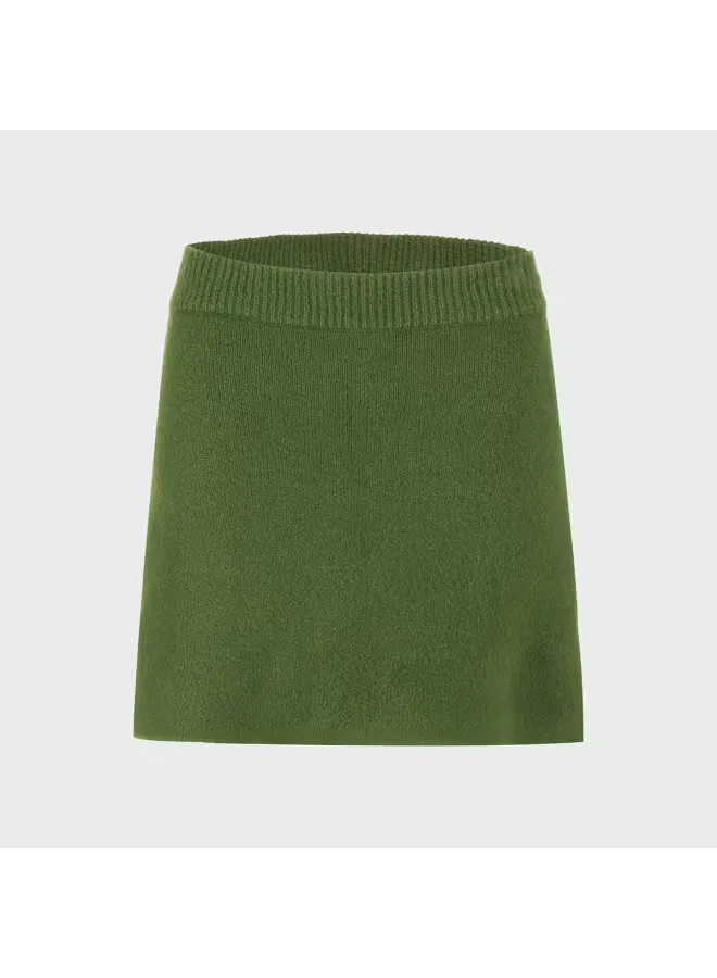 Юбка-трапеция трикотажная с эластичной посадкой Zara, зеленый — фото 2