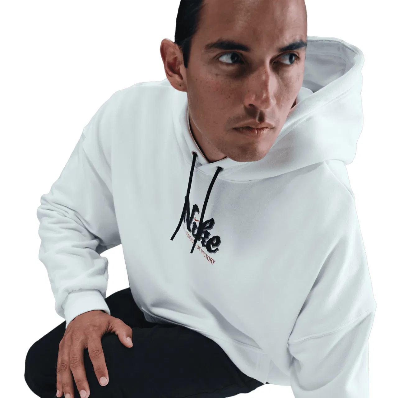 Мужское худи оверсайз Club Pullover Victorious Nike, белый/черный — фото 3