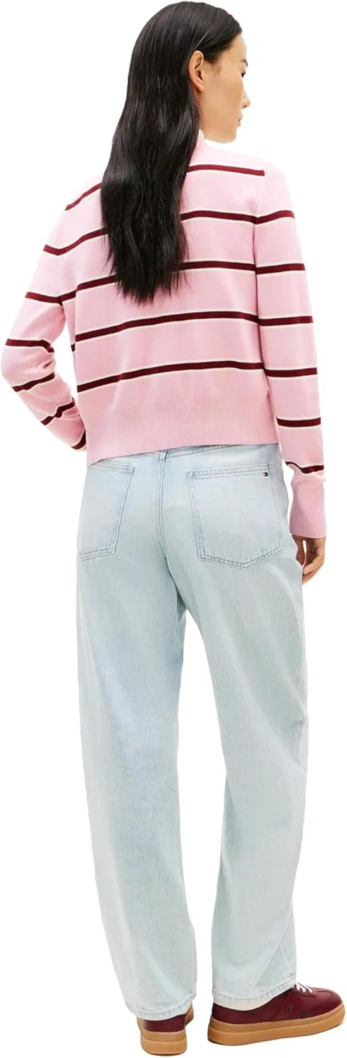 Женский хлопковый кардиган с принтом Tommy Hilfiger, Pink Ivory Liberty Red Stripe — фото 4