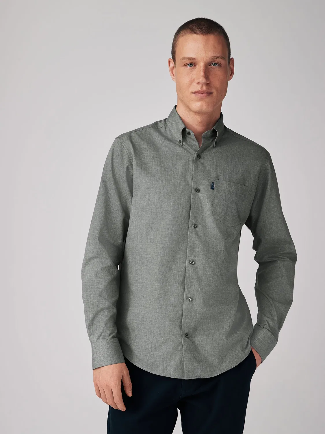 Рубашка оксфорд Regular Fit Next, серый меланж