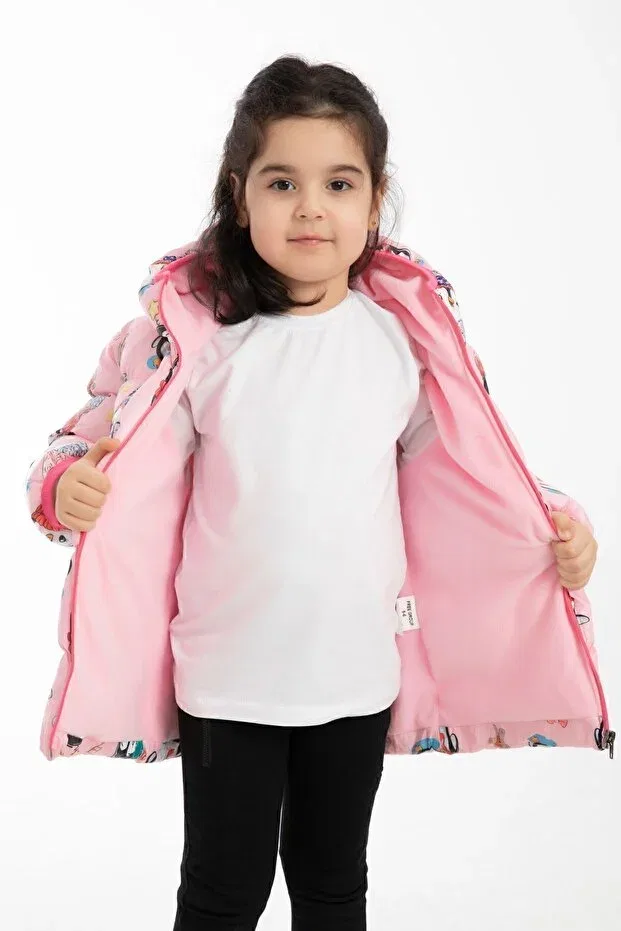 Детское зимнее пальто для девочек пуховое с капюшоном Girl'S fleece hooded penguin candy patterned winter puffer coat & coat & parka Royalside, Pink — фото 3