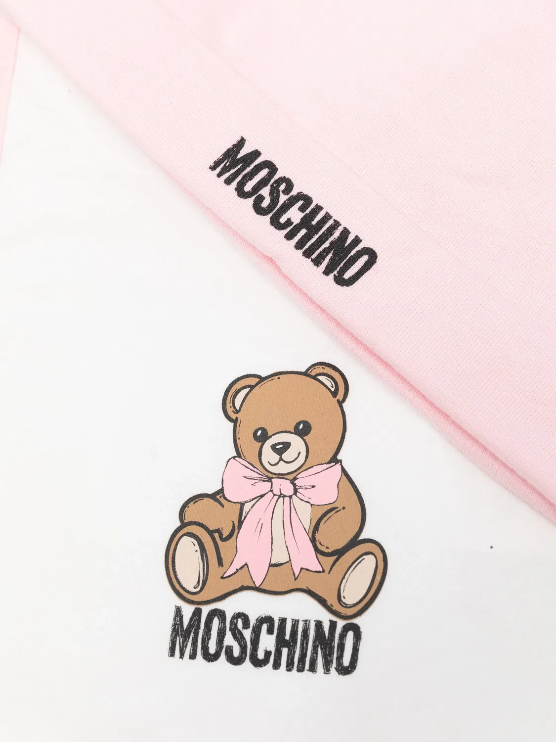 Комплект из шапки бини и нагрудника с принтом Teddy Bear Moschino Kids, розовый — фото 2