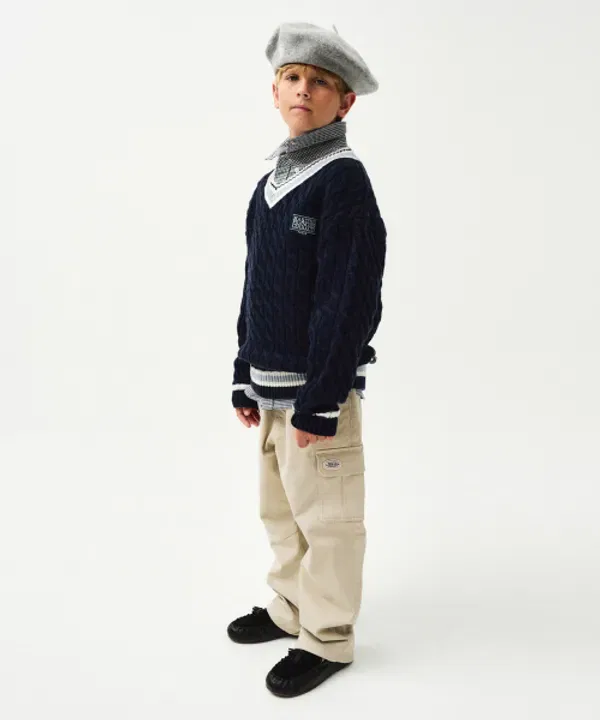 Хлопковые карго брюки Enfant, light beige, Marithé Kids — фото 2
