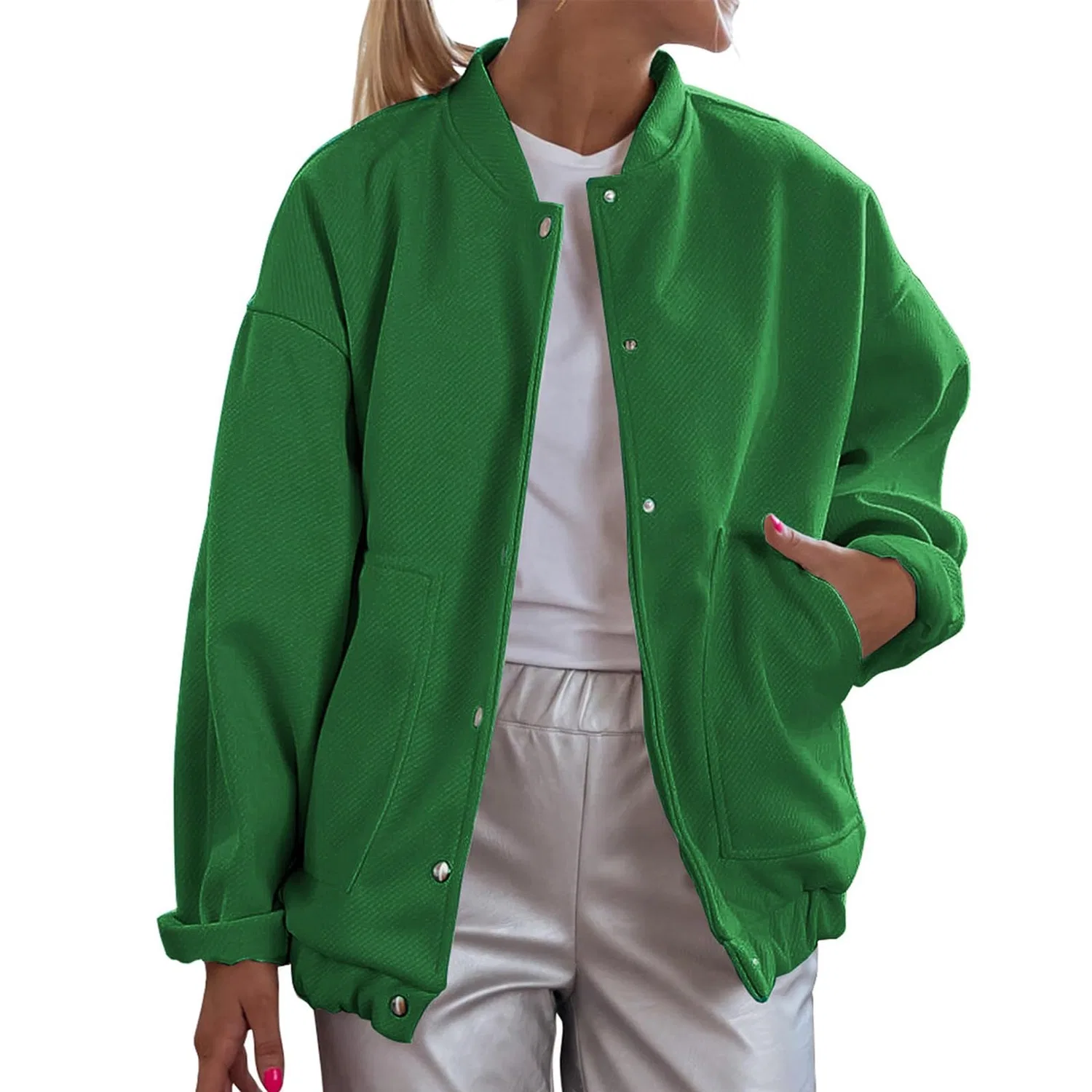 Женская куртка-бомбер с длинным рукавом Varsity Jacket, Verde