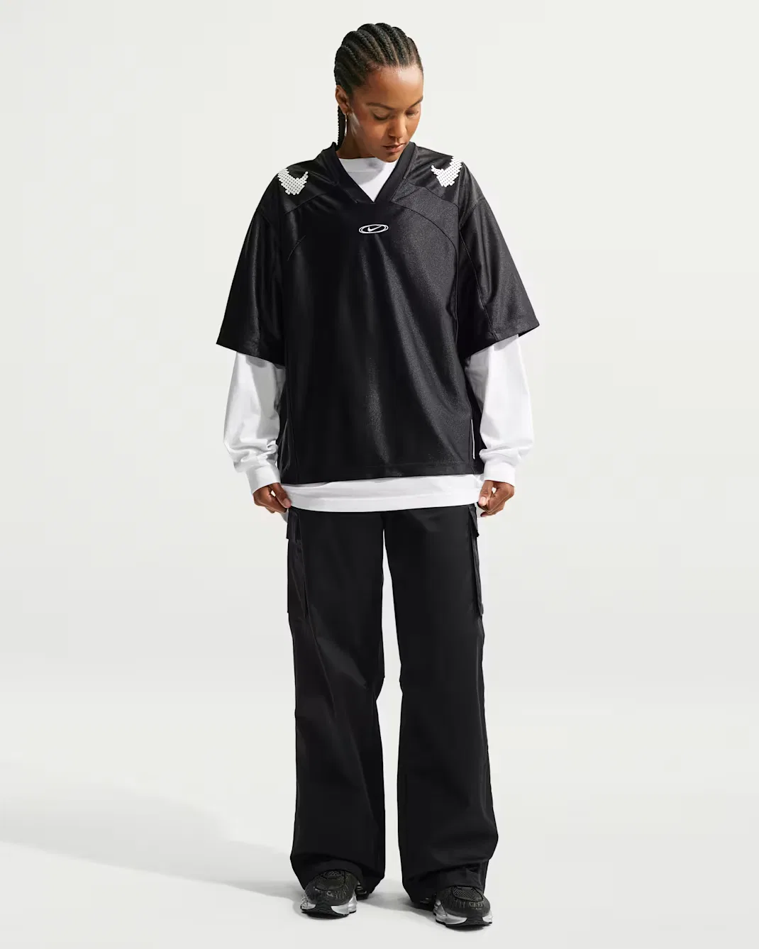 Женские свободные брюки-карго средней посадки в стиле милитари Nike Sportswear, Black/Black