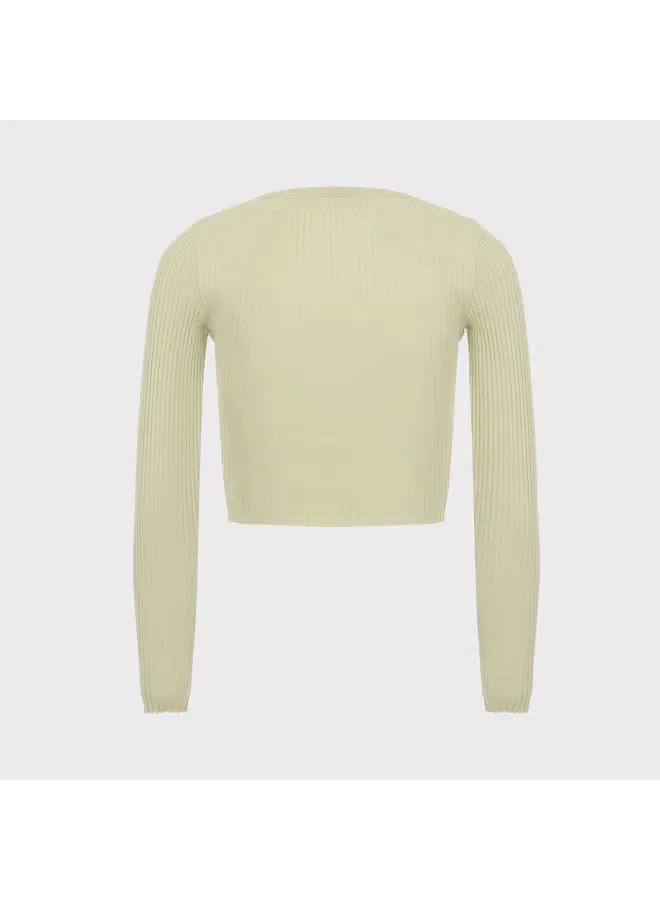 Кардиган с длинным рукавом и V-образным вырезом Zara, зеленый — фото 3