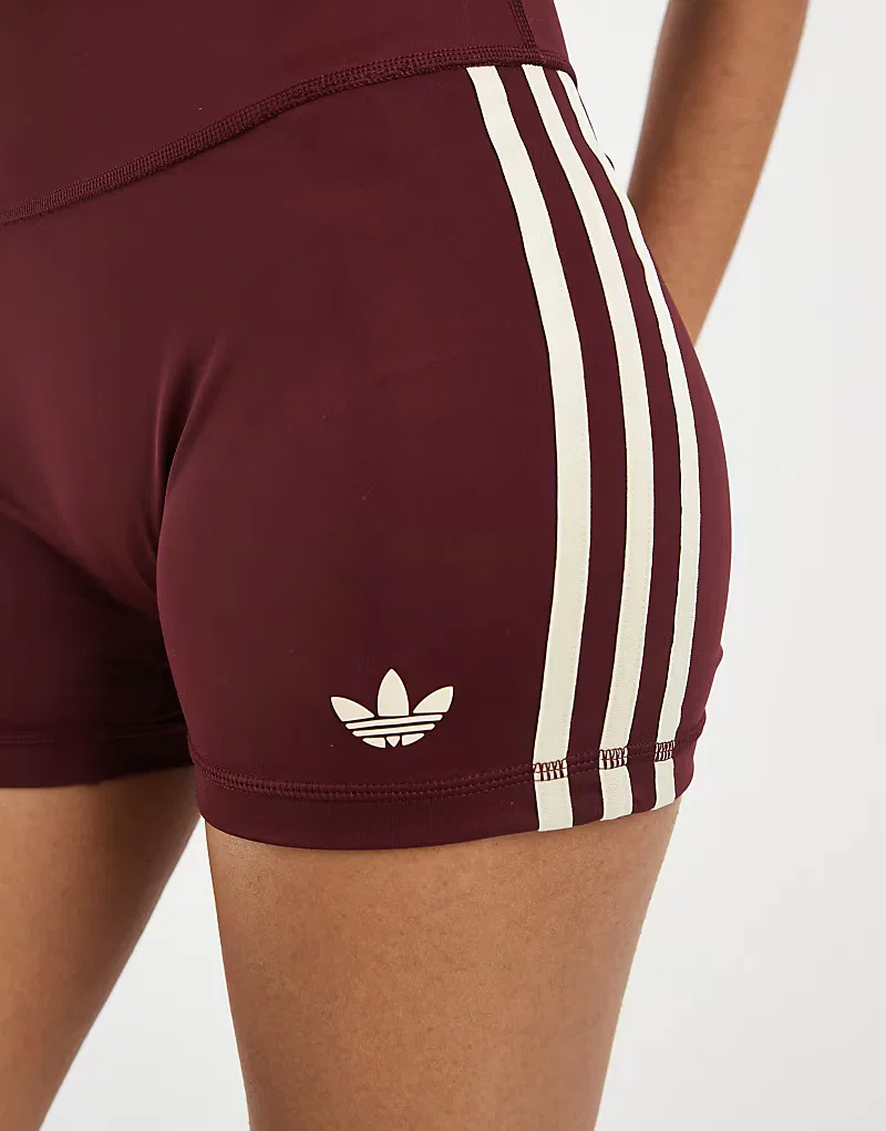 Спортивные шорты Adidas Originals в бордовом и кремовом цвете — фото 3