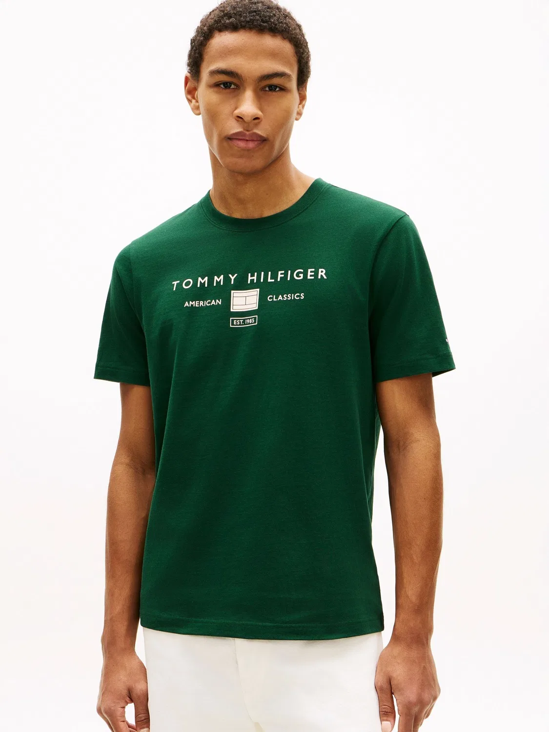 Футболка хлопковая логотип Tommy Hilfiger, зеленый