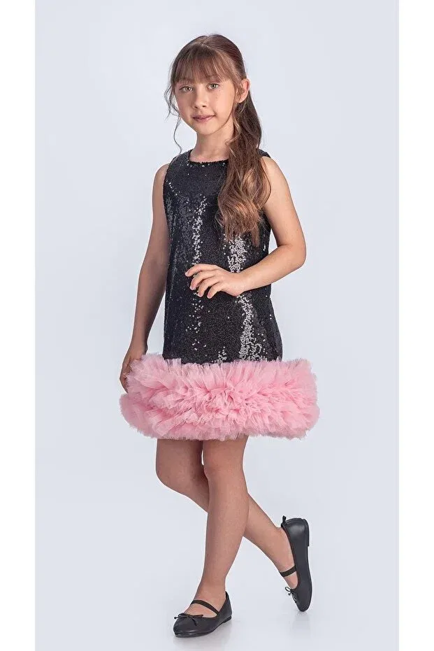 Детское платье для девочек с пайетками Sequin ifestos crowned tutu Mnk Baby&Kids, Black — фото 2