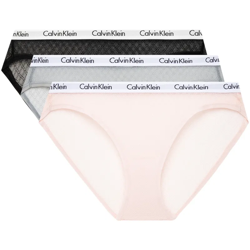 Женские трусы-слипы комплект из 3 штук Calvin Klein, Space Black/Glacier Gray/Cherry Blossom Pink