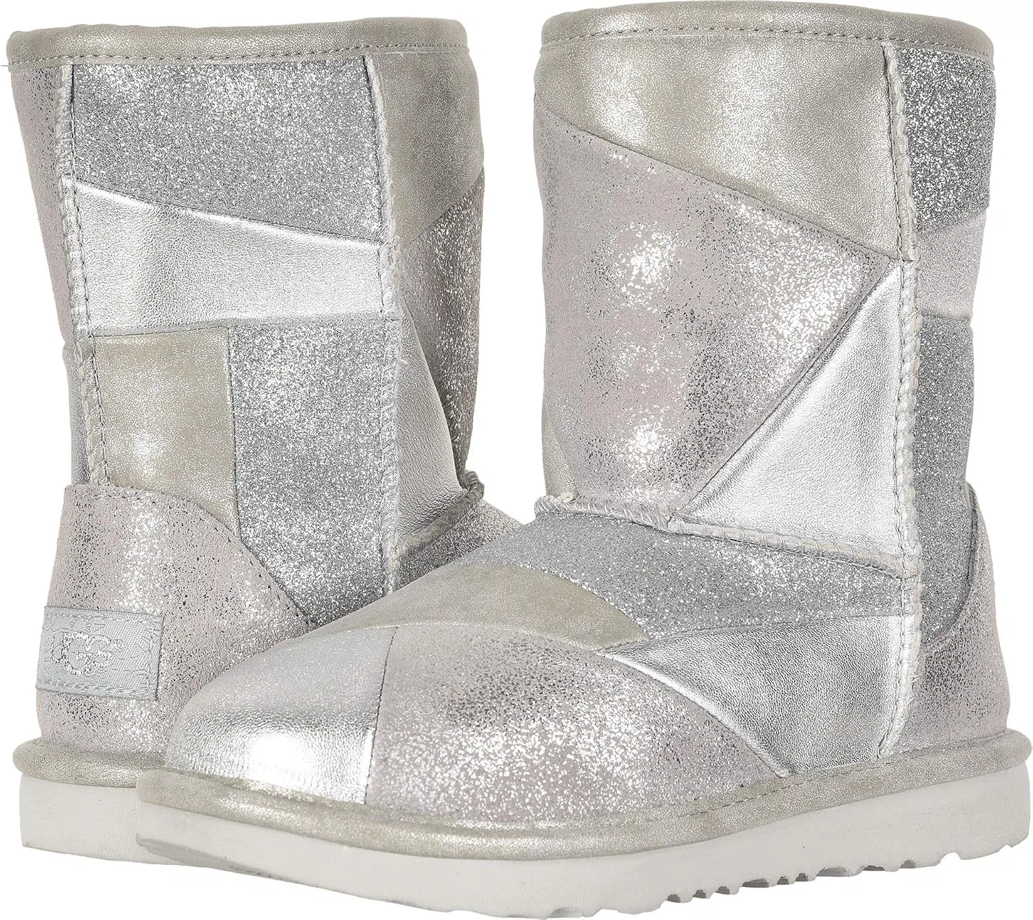 Детские сапоги с патчворк-дизайном Classic Short Ii Patchwork UGG, Silver