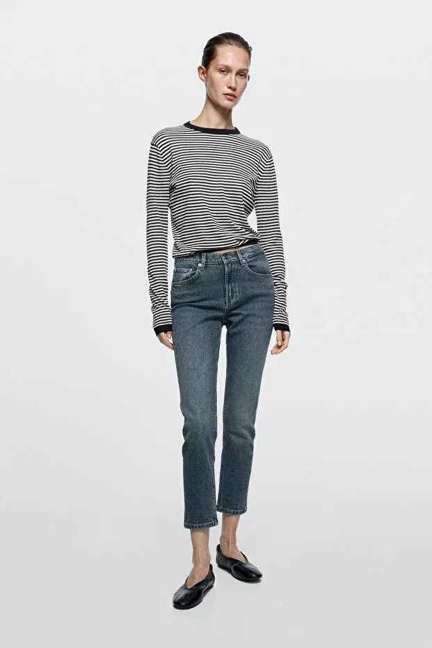 Женские джинсы зауженные с заниженной талией Massimo Dutti, Dark Blue — фото 2