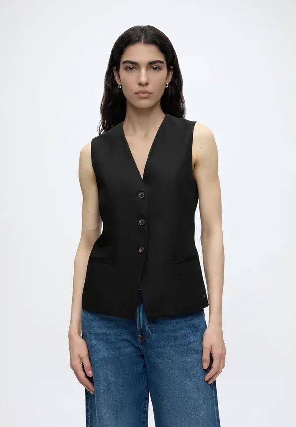 Жилет из лиоцелла и льна Summer long waistcoat Tommy Hilfiger, черный