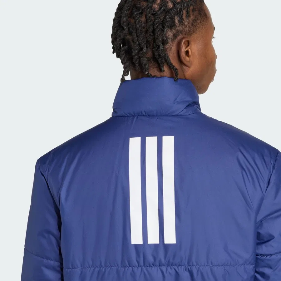 Мужская утепленная куртка с принтом 3-Stripes adidas Sportswear BSC Climawarm, Midi, Синий — фото 3