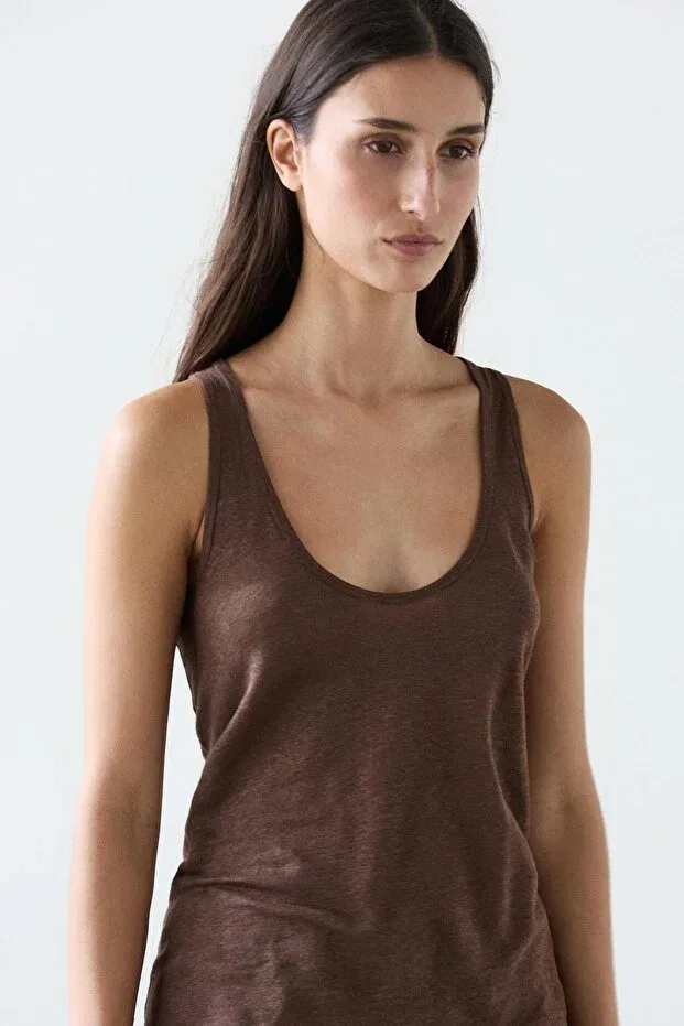Женская майка без рукавов Massimo Dutti, Chocolate Brown — фото 2