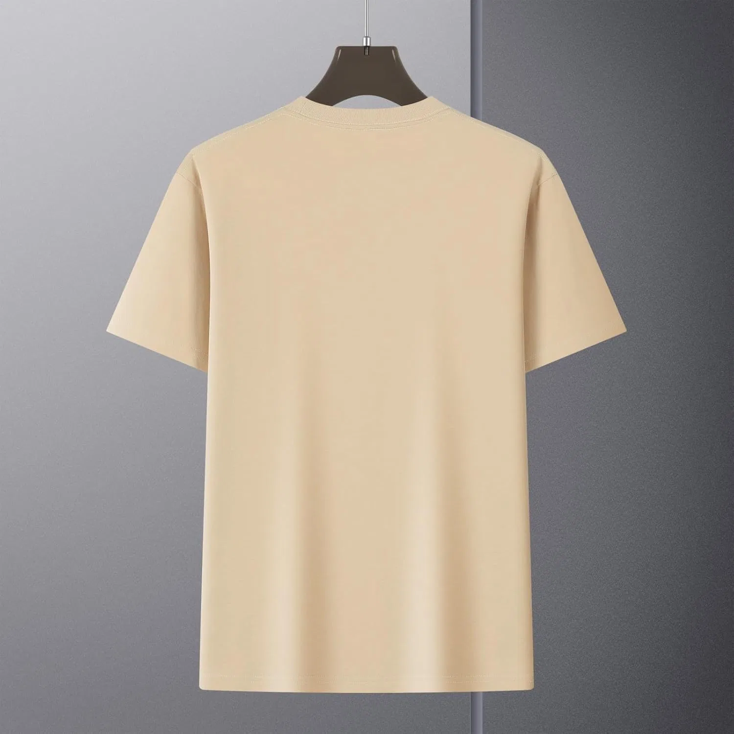 Мужская футболка свободного кроя с круглым вырезом, Beige — фото 4