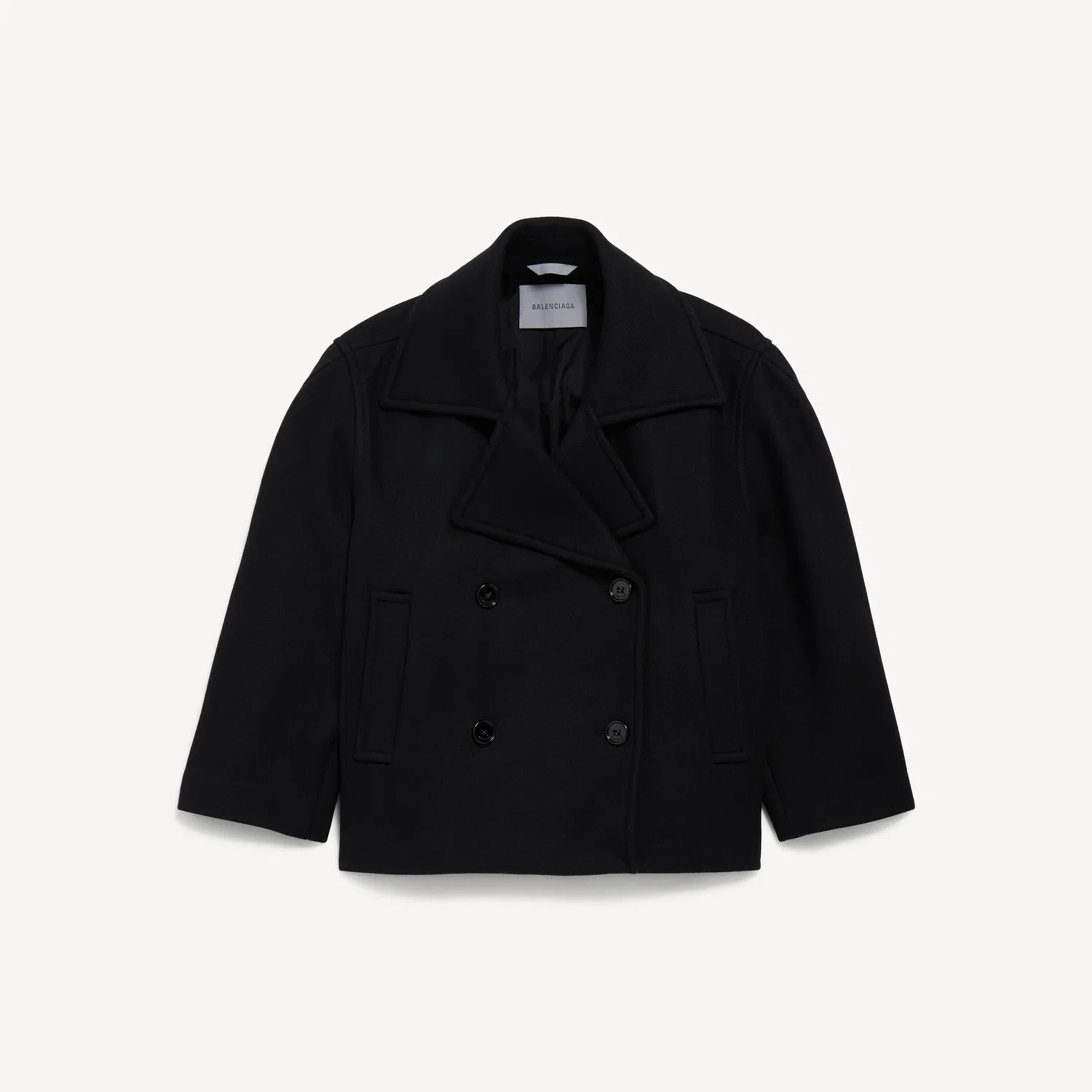 Пальто-кокон двубортное Balenciaga, черный