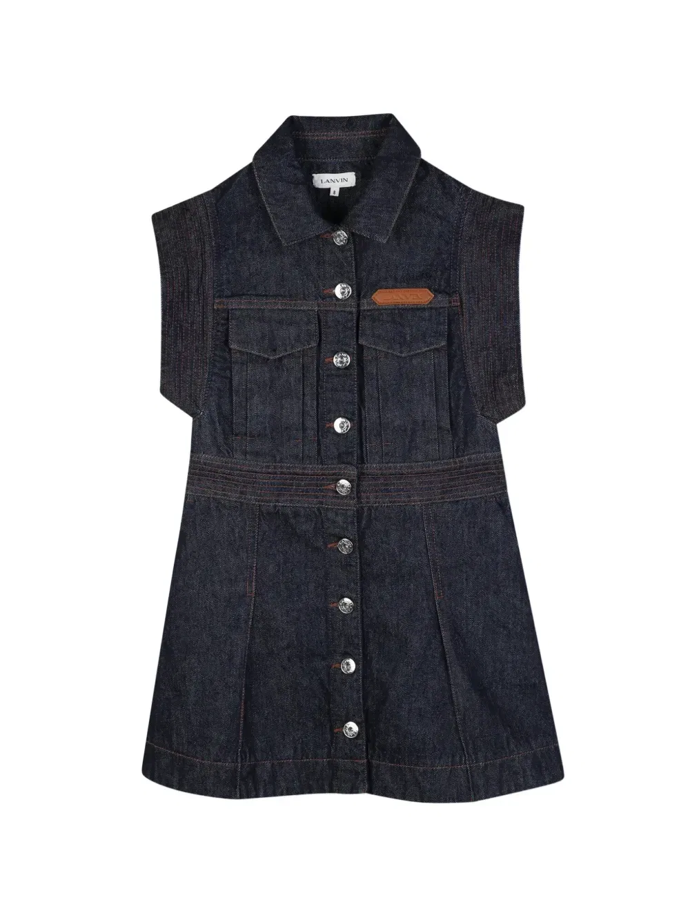 Платье с вышитым логотипом Lanvin Enfant, синий