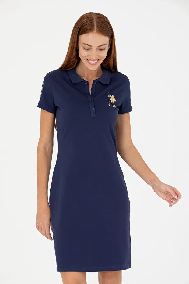 Женское платье поло из хлопка U.S. Polo Assn., Navy Blue — фото 4