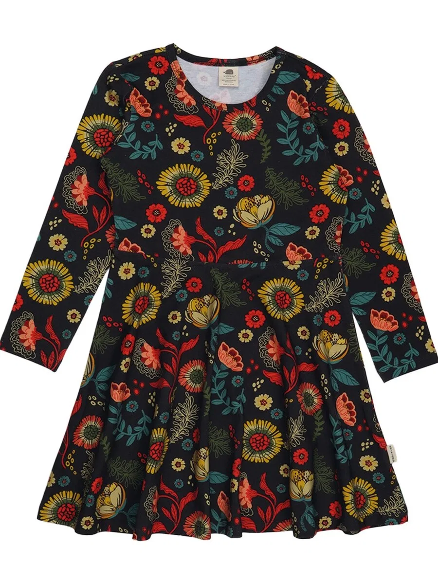 Платье Walkiddy 'Walkiddy - Cheerful Flowers Dress' темно-синего цвета