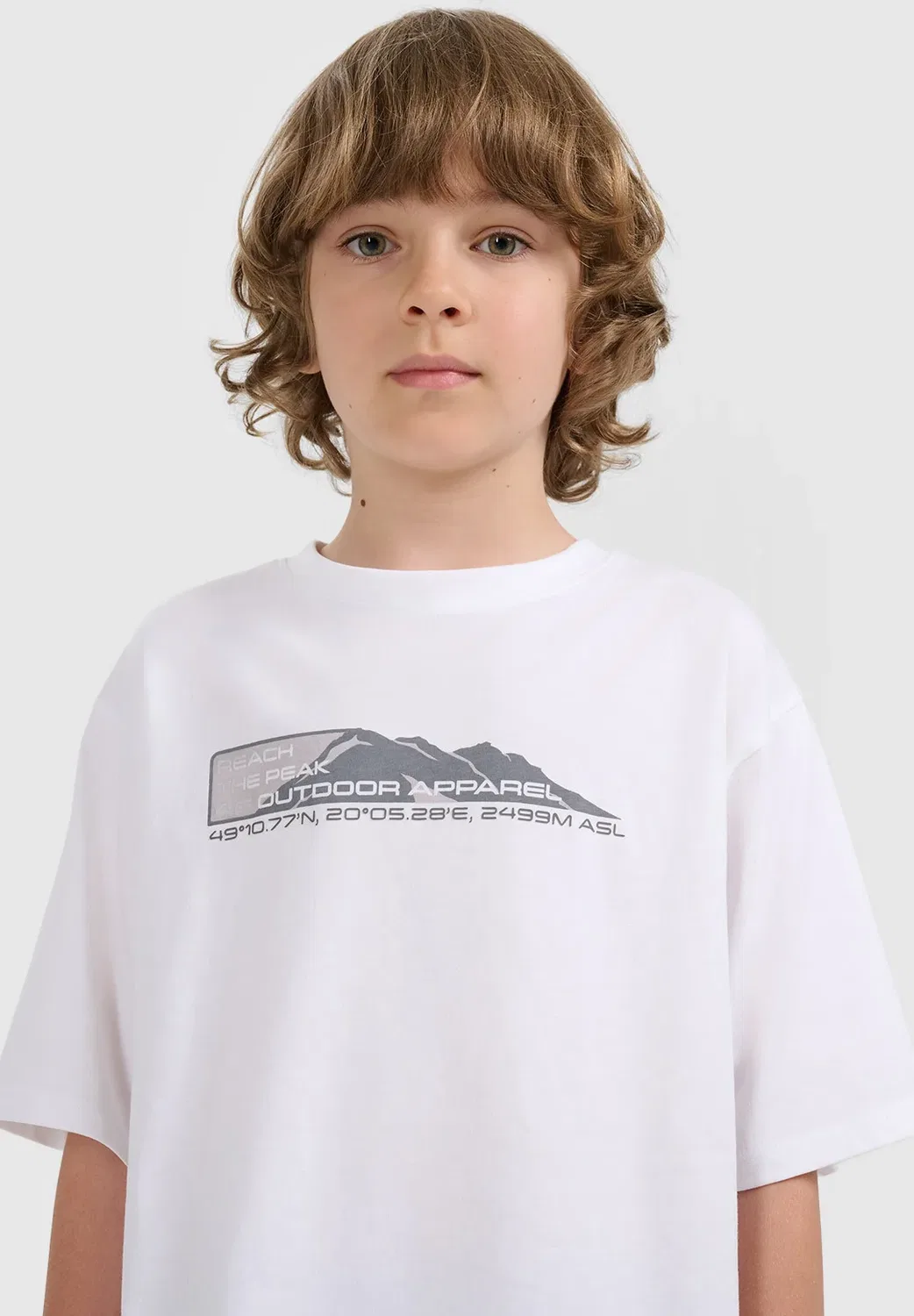 Футболка oversize z nadrukiem chłopięcy - biała 122 (6-7 лат) - футболка с принтом 4F, White — фото 4