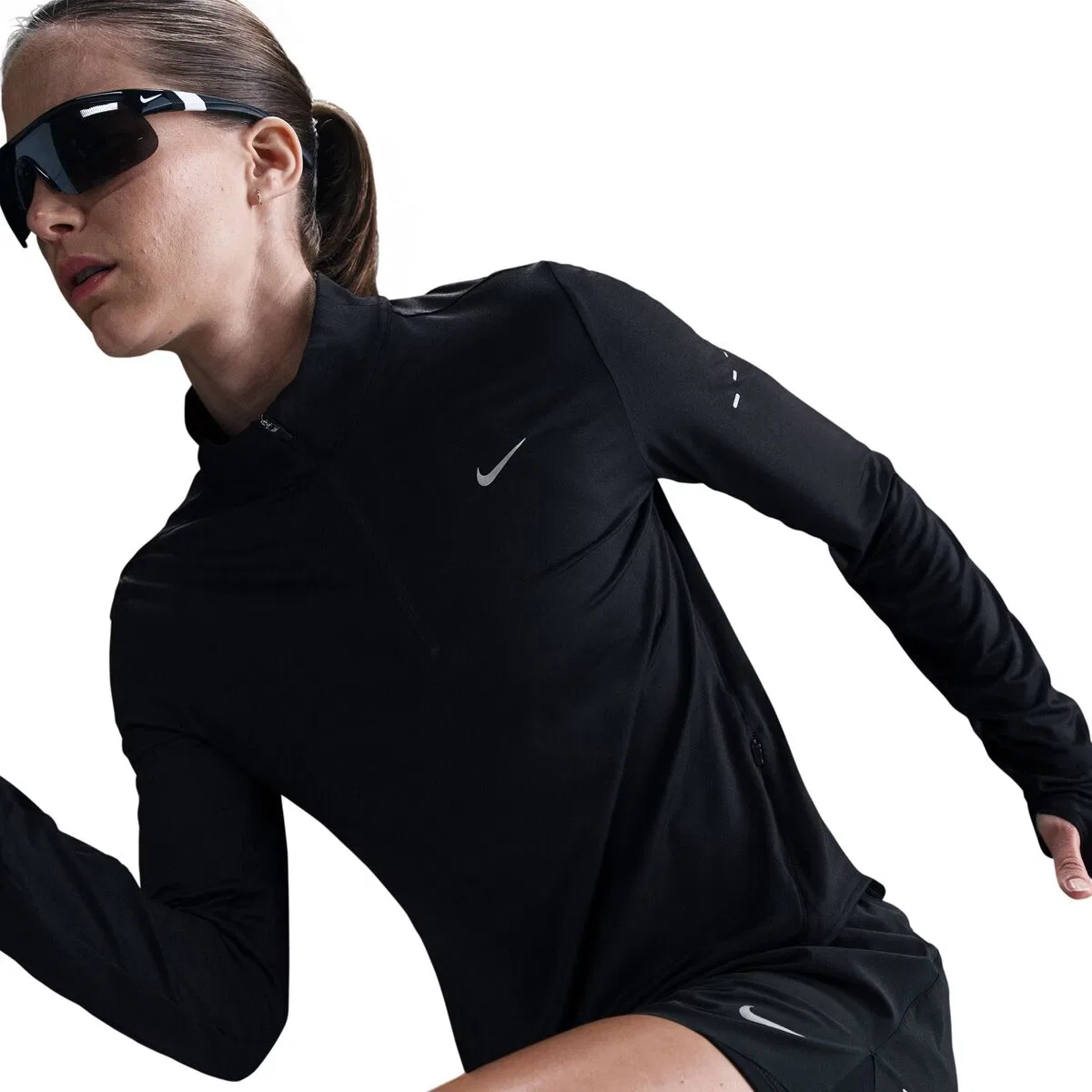 Женский лонгслив с длинным рукавом Swift Dri-Fit UV HZ Top Nike, Black/Reflective Silv — фото 4