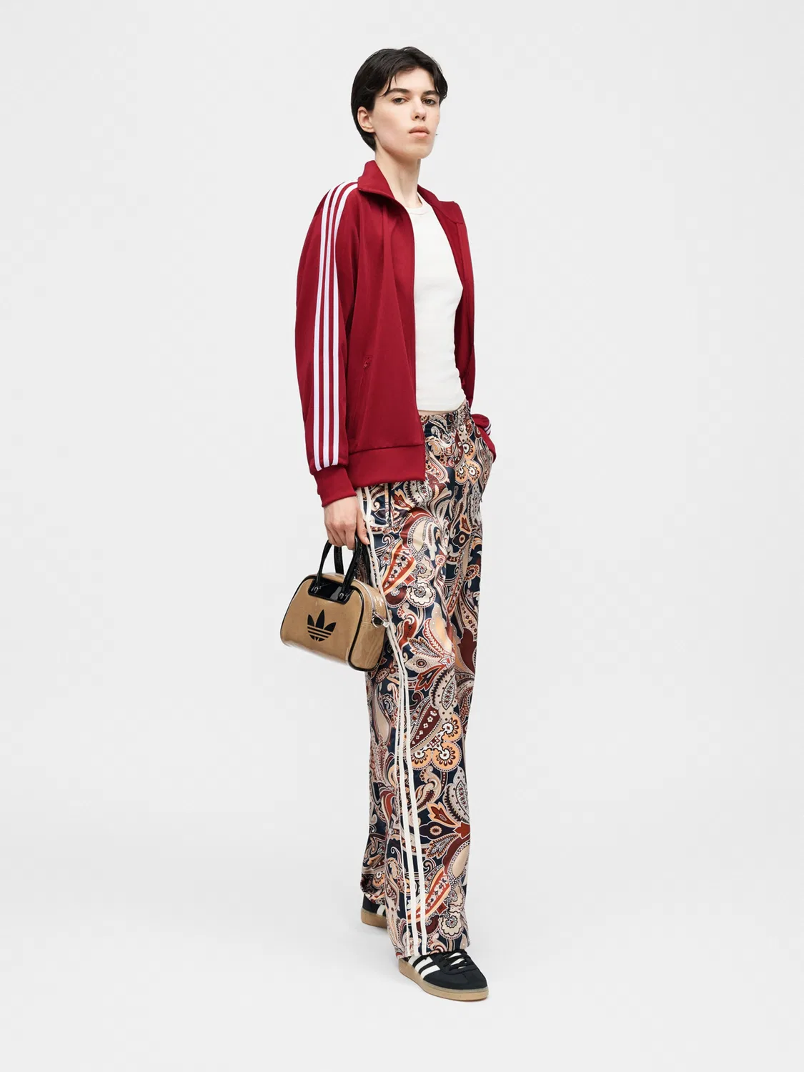 Худи на молнии Adidas Originals Firebird красного цвета — фото 4