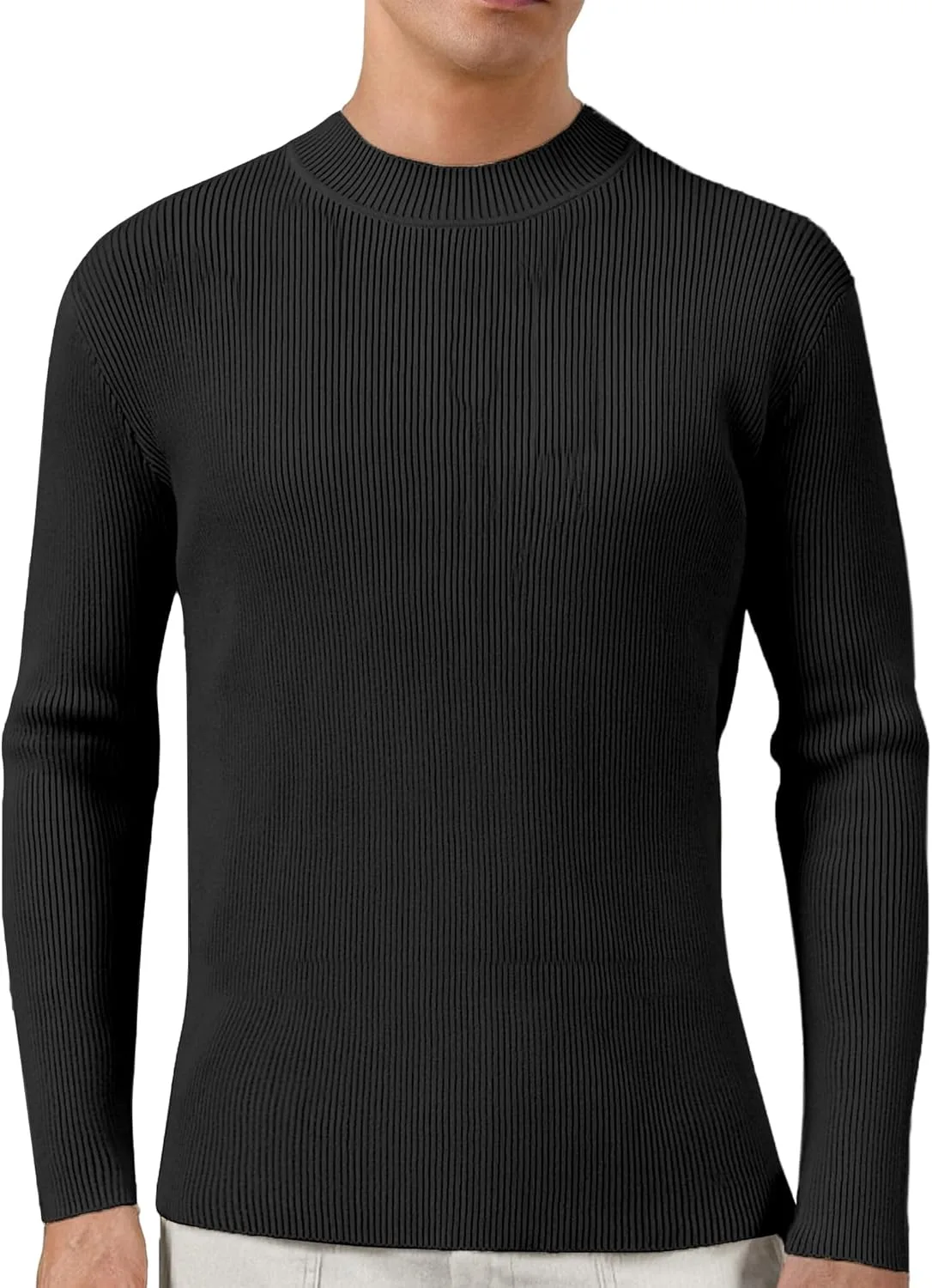 

VPG водолазка для мужчин, ребристая вязаная облегающая модель с длинным рукавом