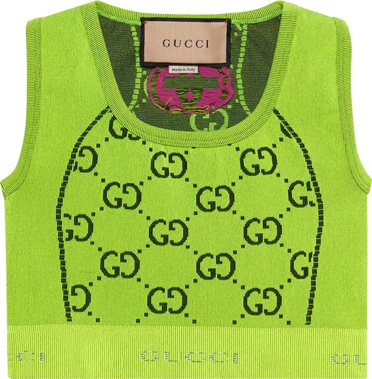 

Топ Gucci GG Jersey Jacquard Sleeveless Top Fluo Yellow/Black