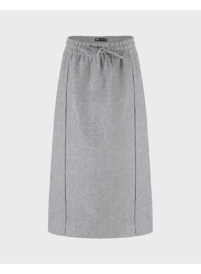 Юбка миди прямая с разрезом из шерсти Zara, серая