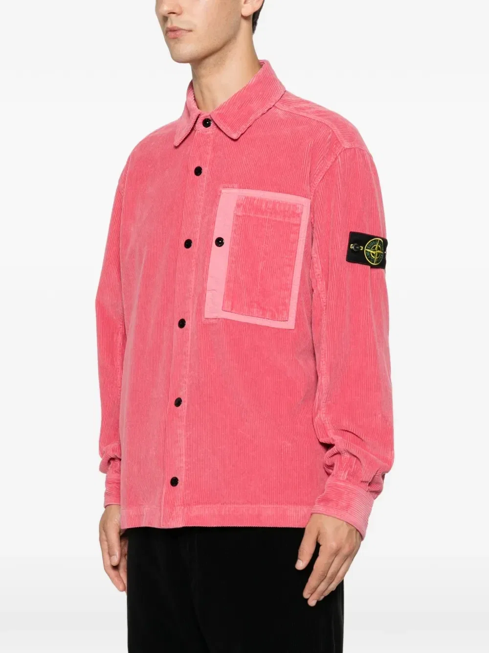 Вельветовая рубашка с нагрудным карманом Stone Island, розовый — фото 3