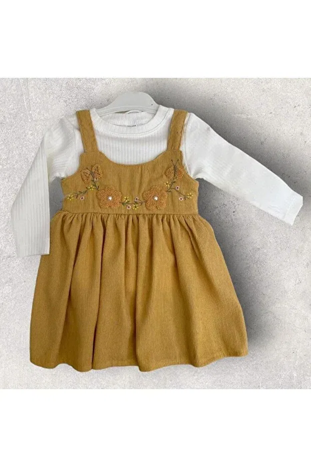 Детское платье для девочек хлопковое Tosyalı Burak Bebe, Hardal — фото 2