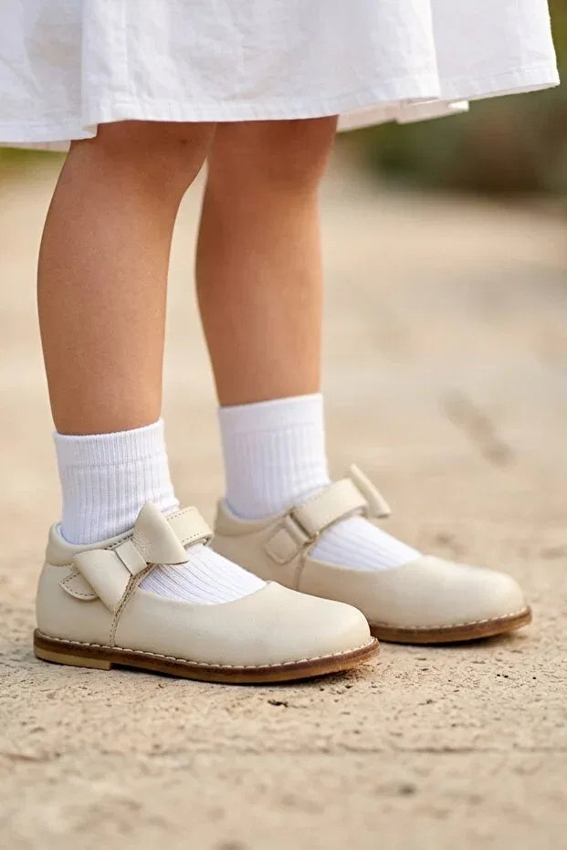 Детские туфли для девочек ортопедические Cevoclub Kids, Beige — фото 2