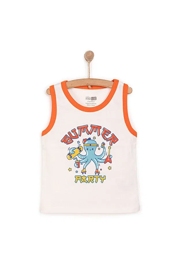 Детская футболка с принтом Hellobaby basic men's octopus printed undershirt tshirt baby boy Ebebek Hello Baby, Ecru